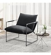 IULULU Modern Sling Accent Chair Upholstered Leisure Single Relaxing Armchair with Metal Frame fo...