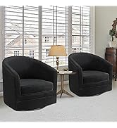 Giantex Set of 2 Swivel Chair for Living Room, No Assembly Classic Accent Chair with 360-Degree S...