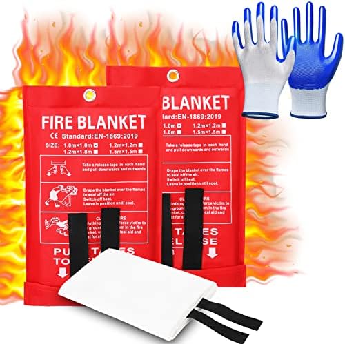 Tamodan Fire Blankets x2-40" x 40" Fire Blanket for Home - Fire Blanket Kitchen for Emergency Use - Emergency Fire Blankets Suitable for Kitchen Office &Grill.