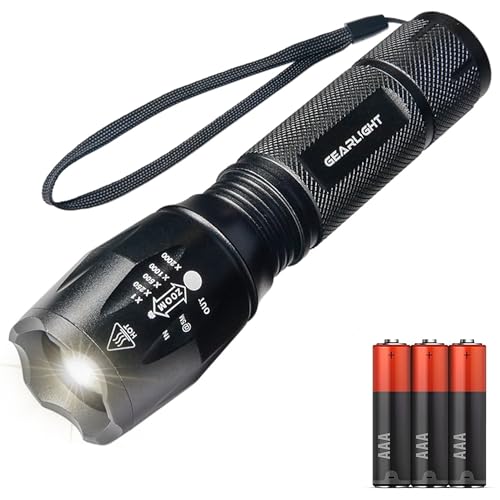 GearLight LED Flashlight Bright, Zoomable Tactical Flashlights with High Lumens and 5 Modes for Emergency and Outdoor Use -Ca