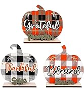 ANOTION Fall Decorations for Home - Fall Tiered Tray Decor Fall Thankful Grateful Blessed Pumpkin...