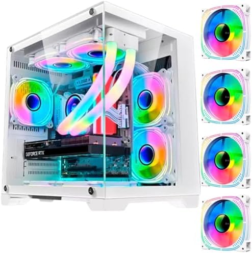 Gabinete Gamer Branco GB1791 4 fans RGB Micro-Atx Em vidro temperado