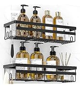 WOWBOX Shower Caddy Shelf Organizer, 2 Pack Adhesive Black Bathroom Accessories, Save Space with ...