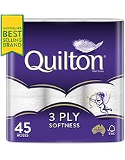 Quilton 3 Ply Toilet Tissue (180 Sheets per Roll, 11x10cm), Pack of 45 (9 Pack x 5 = 45)
