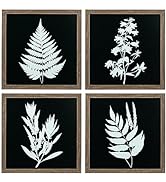 ArtbyHannah 10x10 Inches Framed Botanical Wall Art Set, Brown Square Frame Wall Decor with Vintag...