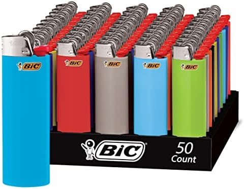 BIC Classic Lighter, Assorted Colors, 50-Count Tray, Up to 2x the Lights (Assortment of Colors May Vary)