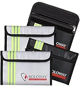 ROLOWAY Small Fireproof Bag with Reflective Strip (5 x 8 inches), Non-Itchy Fireproof Money Bag, ...