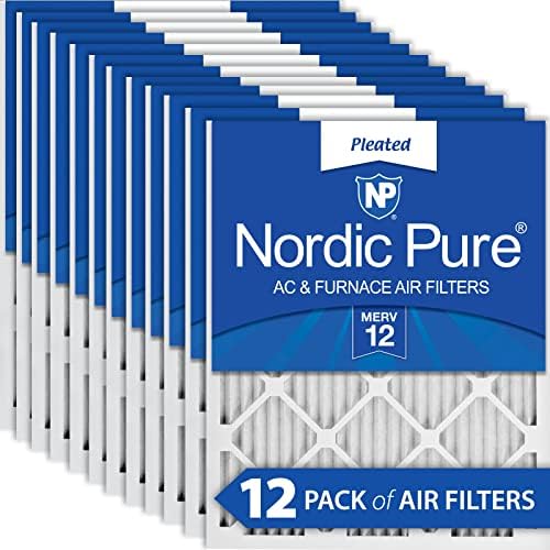 Nordic Pure 16x25x1 (15 1/2 x 24 1/2 x 3/4) Pleated MERV 12 Air Filters 12 Pack