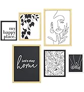 ArtbyHannah 6 Pack Gallery Wall Frame Sets with Decorative Minimalist Art Prints Picture Frame Se...