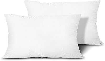 EDOW Throw Pillow Inserts, Set of 2 Lightweight Down Alternative Polyester Pillow, Couch Cushion, Sham Stuffer, Machine Washable. (White, 12x20)