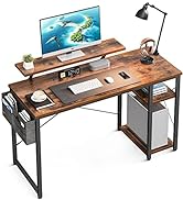 ODK 47 Inch Computer Desk with Monitor Stand and Reversible 2-Tier Storage Shelves, Home Office D...