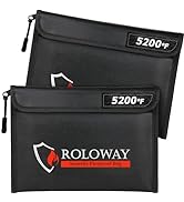 ROLOWAY Fireproof Bag (9.6 x 6.6 inches) 5200°F Heat Insulated, Fireproof Money Bag with Zipper f...