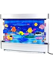 Artificial Tropical Fish Aquarium Decorative Lamp Artificial Fish Tanks with Moving Fish Fake Sensory Ocean Mini Fish Tank Decoration Ornaments Virtual Charming Fantastic Lamps Night Light