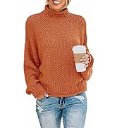 ZESICA Women's Turtleneck Batwing Sleeve Loose Oversized Chunky Knitted Pullover Sweater Jumper Tops