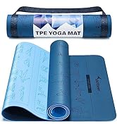 Sportneer Instructional Yoga Mats with 150 Fade-proof Poses Printed on It - 24" Wide x 72" Long D...