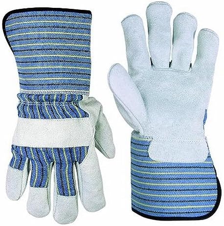 Custom Leathercraft 2048L Work Gloves with Leather Palm and 4.5-Inch Safety Cuff, Large
