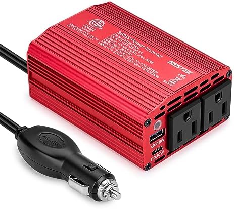 BESTEK 300W Car Power Inverter - DC 12V to 110V AC Converter, Fast Car Charger Adapter with 30W USB-C/18W Quick Charge/Dual 110V AC Outlet, Car Plug Adapter Outlet for Laptop