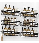 WOWBOX Shower Caddy Shelf Organizer, 6 Pack Adhesive Black Bathroom Accessories, Save Space with ...