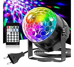 Gobikey Disco Ball, 360° Rotating Music Controlled Disco Light, Party Light with Remote Control and 2 m Plug Cable, 15 Colo…