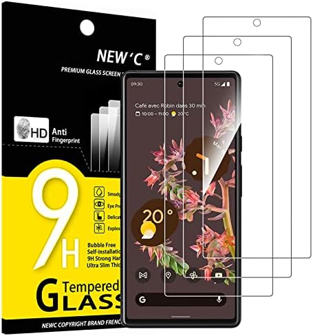 NEW'C [3 Pack] Designed for Google Pixel 6 Screen Protector Tempered Glass, Case Friendly Ultra Resistant