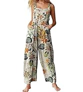 YESNO Overalls for Women Casual Loose Summer Rompers Boho Floral Adjustable Straps Wide Leg Jumps...