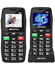 SeniorCom T2 Senior Mobile Phone - Easy-to-Use 4G Cellphone with SOS Button, Long-Lasting 1000mAh Battery, 9 Days Standby, and Convenient Charging Dock for Elderly