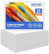 FIXSMITH Canvas Boards for Painting 5x7 Inch, Super Value 24 Pack Mini Canvases, White Blank Canv...