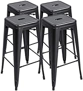 Furmax 30 Inches Metal Bar Stools High Backless Stools Indoor Outdoor Stackable Stools Set of 4 (...