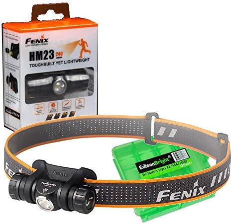 EdisonBright Fenix HM23 240 Lumen LED Headlamp for camping/hiking kids/Children battery carry case