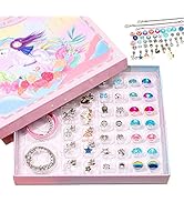 MONOBIN Girls Charm Bracelet Making kit, DIY Charm Charm Beaded Bracelet Making Supplies - Jewelr...