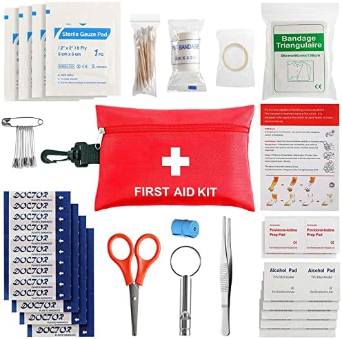 First Aid Kit - 97 Piece - Small Travel First Aid Kit, Ideal for Cars, Schools, Sports, Homes, Travel, Camping, Hiking