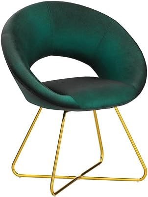 Giantex Modern Velvet Accent Chair Set of 2, Comfy Cute Upholstered Vanity Desk Chair, Max Load 300 Lbs, Decorative Mid Century Single Sofa Armchair for Living Room, Bedroom, Dining Room, Green
