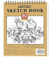 FIXSMITH 9"X12" Sketch Book | 80 Sheets (68 lb/100gsm) Sketchbook | Top Spiral Bound Artist Sketc...