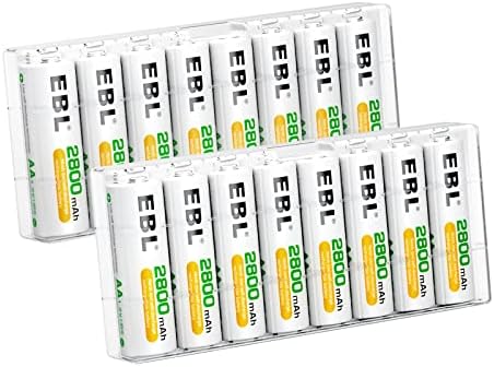 EBL AA Rechargeable Batteries 2800mAh Ready2Charge Quality AA Batteries - 16 Counts