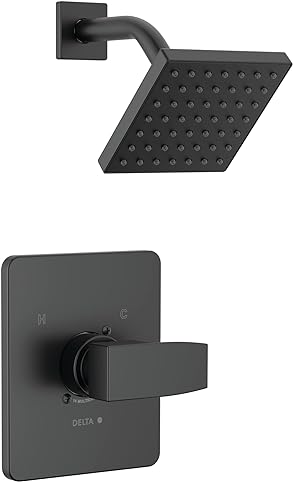 Image of DELTA FAUCET Modern 14 Series Matte Black Shower Faucet, Shower Trim Kit with Single-Spray Touch-Clean Black Shower Head, Matte Black T14267-BL-PP (Valve Not Included)