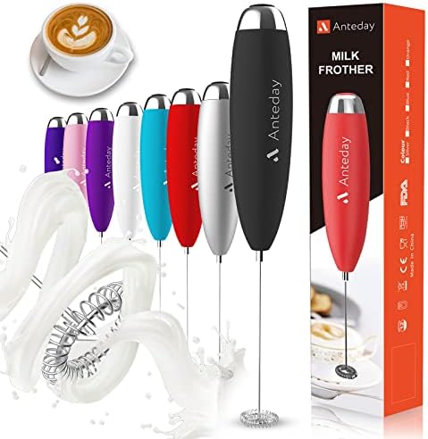 Anteday Electric Milk Frother Handheld, Frother Wand for Coffee, Battery Operated (Not included) Drink Mixer Matcha Whisk, Foam Maker for, Frappe Hot Chocolate, Cappuccino, Lattes