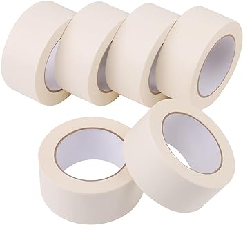 Image of Lichamp Wide Masking Tape 2 inches, 6-Pack White Masking Tape Bulk Multi Pack, General Purpose & High Performance, 1.95 inches x 55 Yards x 6 Rolls (330 Total Yards)