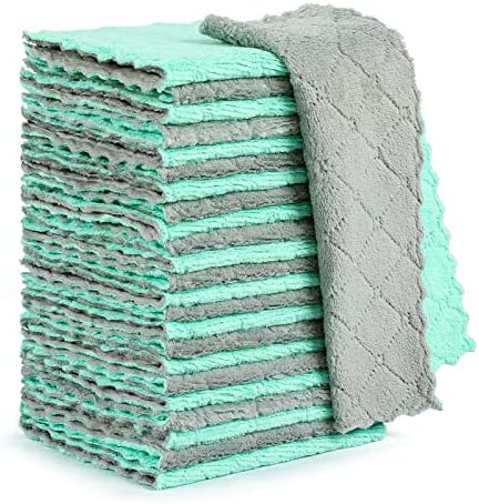 BUEDM 24 Pack Kitchen Cloth Dish Towels, No Shedding Soft Premium Dishcloths, Absorbent microfiber cleaning cloth for Cleaning Dishes, Kitchen, Bathroom, Car