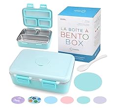 Kinsho Stainless Steel Mini Bento Lunch Box for Kids Toddlers Baby Boys, 3 Eco Metal Portion Sections Leakproof Lid, Pre-Sc…
