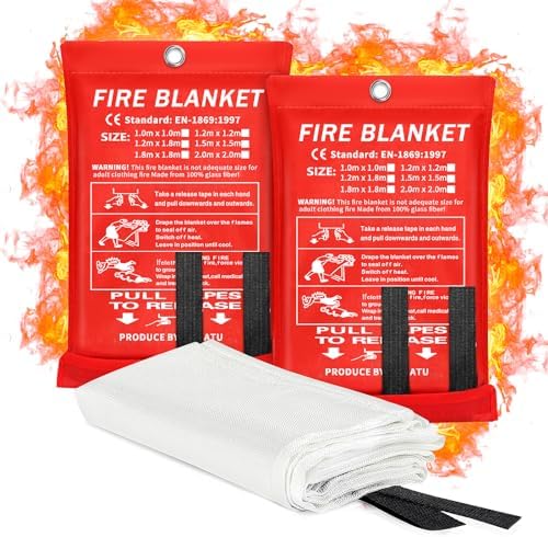 2024 Emergency Fire Blanket, 2 Pack Fire Extinguisher Blanket, Fire Suppression Blanket, Flame Retardant Blanket Fire Safety Blanket for Home, Kitchen, School, Grill, Car, Office, Warehouse(40” x 40”)