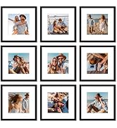 upsimples 9 Pack 12x12 Picture Frame Gallery Wall Frame Set with Mat for 8x8 or 12x12 Without Mat...