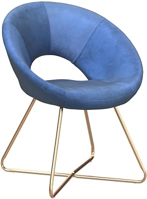 DUHOME Modern Accent Chairs Set of 2, Living Room Chairs with Backrest Comfy Upholstered Chair Mid-Century Leisure Lounge Chairs with Golden Metal Frame Legs Dark Blue