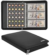 Coin Collection Book Holder for Collectors, 300 Pockets Fireproof Coins Collecting Album & 36 Sle...