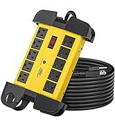 CRST 10-Outlets Heavy Duty Power Strip Metal Surge Protector with 15 Amps, 15-Foot Power Cord 280...