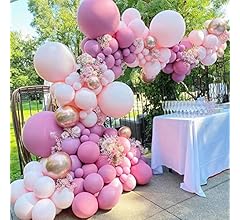 Hot Pink Balloon Garland Arch Kit, 121 PCS Hot Pink Metal Rose Gold and Pink Latex Balloons for Wedding Party Birthday Brid…