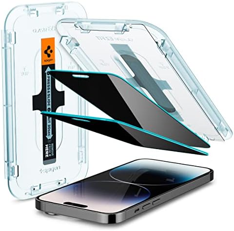 Spigen Tempered Glass Screen Protector [GlasTR EZ FIT - Privacy] Designed for iPhone 14 Pro [Case Friendly] - 2 Pack