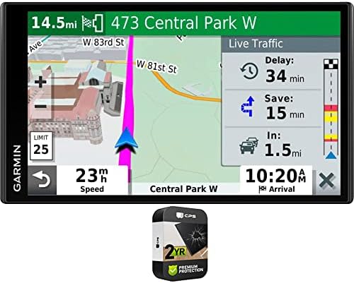 Garmin 010-N2038-02 Drivesmart 65T 6.95 inch GPS Navigator with Traffic and Smart Features (Renewed) Bundle with 2 YR CPS Enhanced Protection Pack