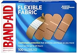 Band-Aid Brand Flexible Fabric Adhesive Bandages for Wound Care and First Aid, All One Size, 100 Count