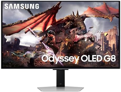 SAMSUNG 32-Inch Odyssey OLED G8 (G80SD) Series 4K UHD Smart Gaming Monitor, 240Hz 0.03ms, G-Sync Compatible, Glare-Free Display, Gaming Hub, Sleek Metal Design, 3 Year Warranty, LS32DG802SNXZA, 2024