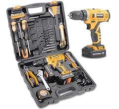 MasterSpec 47Pcs 12V Cordless Drill Driver Set Household Hand Tool Kit w/ 2 Batteries